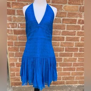 Shona Joy Electric Blue Backless Halter Mini Dress